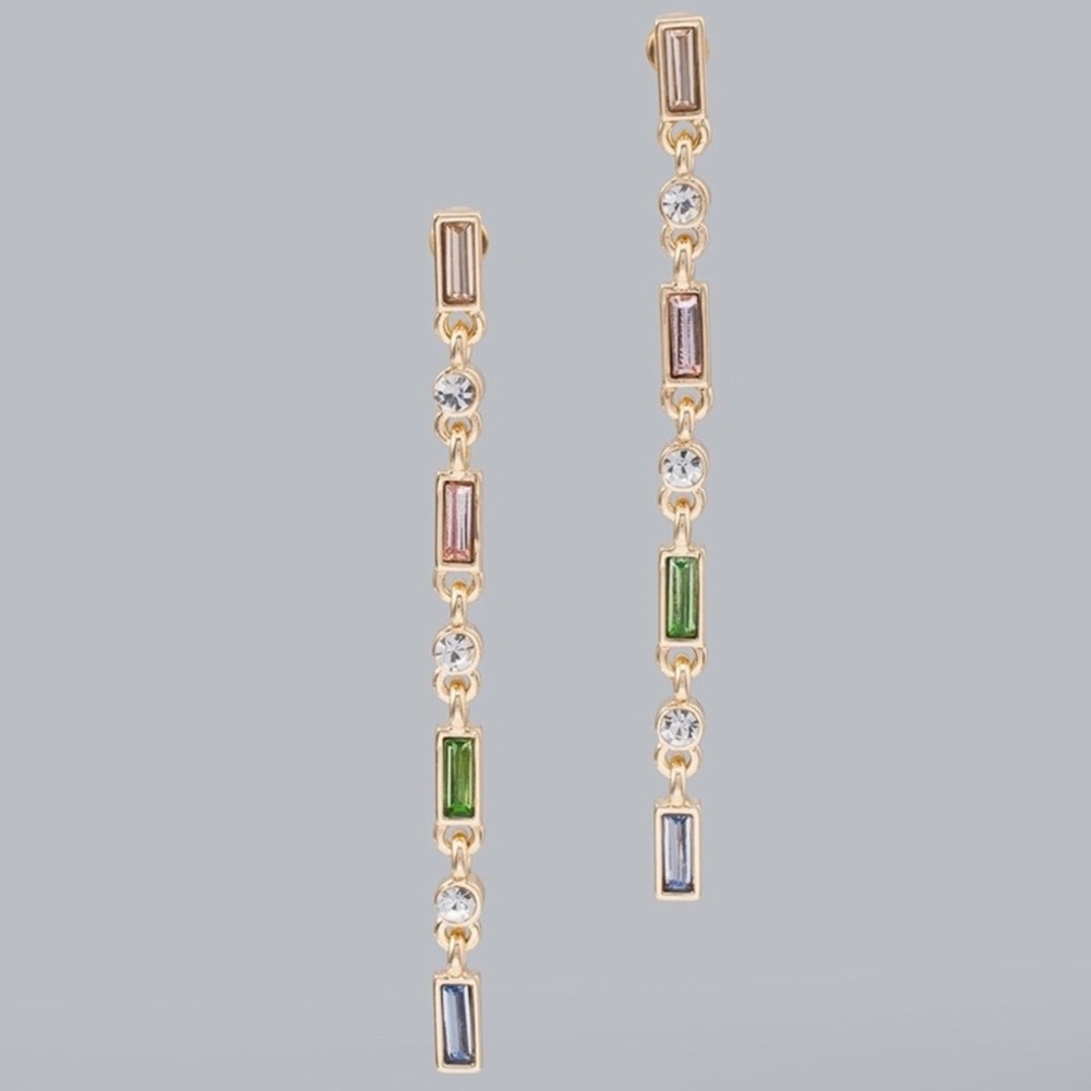 WHBM MULTICOLORED BAGUETTE EARRINGS